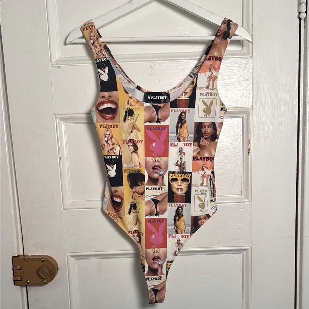 PLAYBOY Multicolor Graphic One Piece Swimsuit Vintage Covers